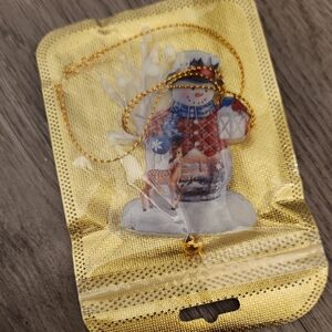 New Festive Snowman Ornament with Gold Accents